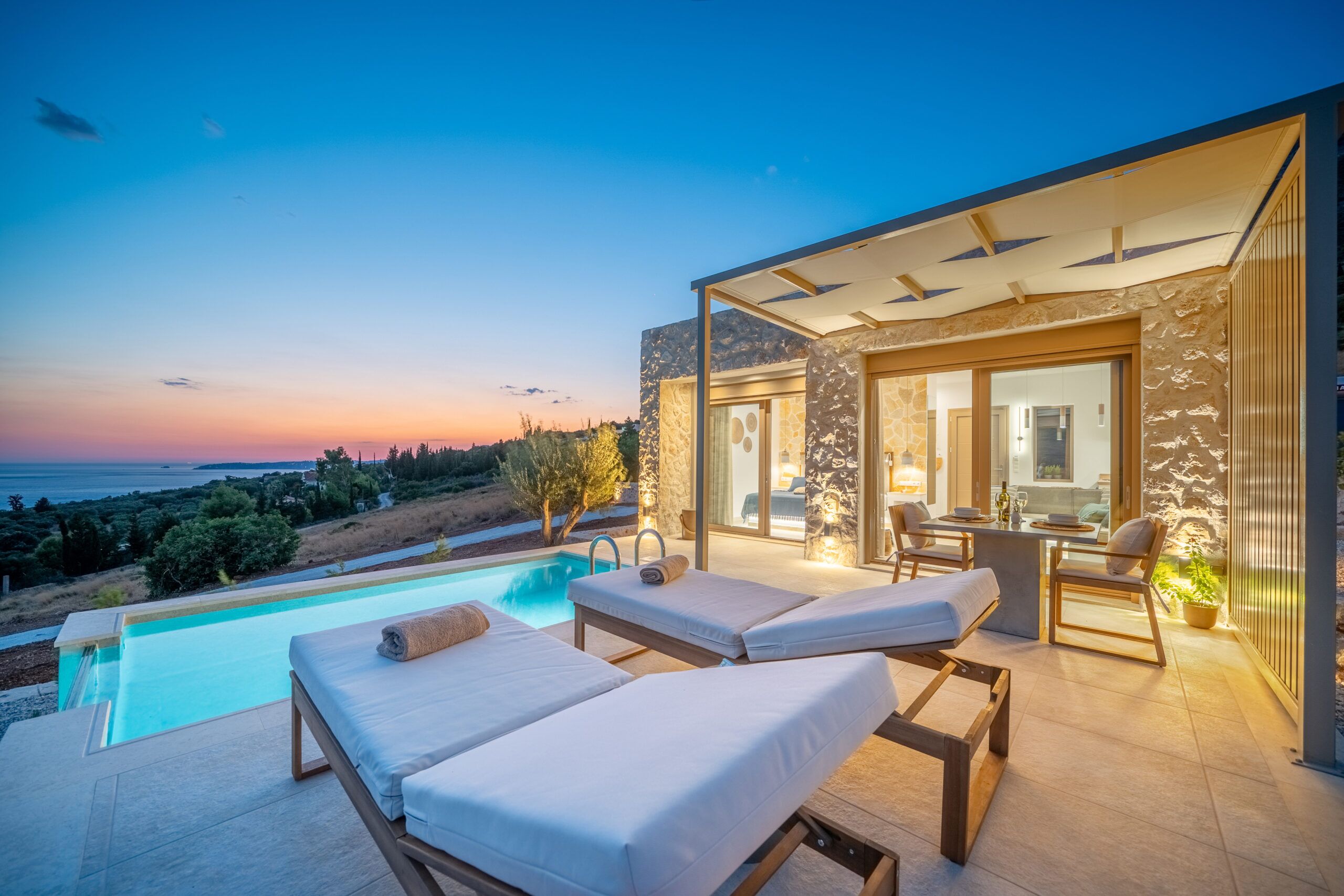 Night terrace at Ionian Horizon
