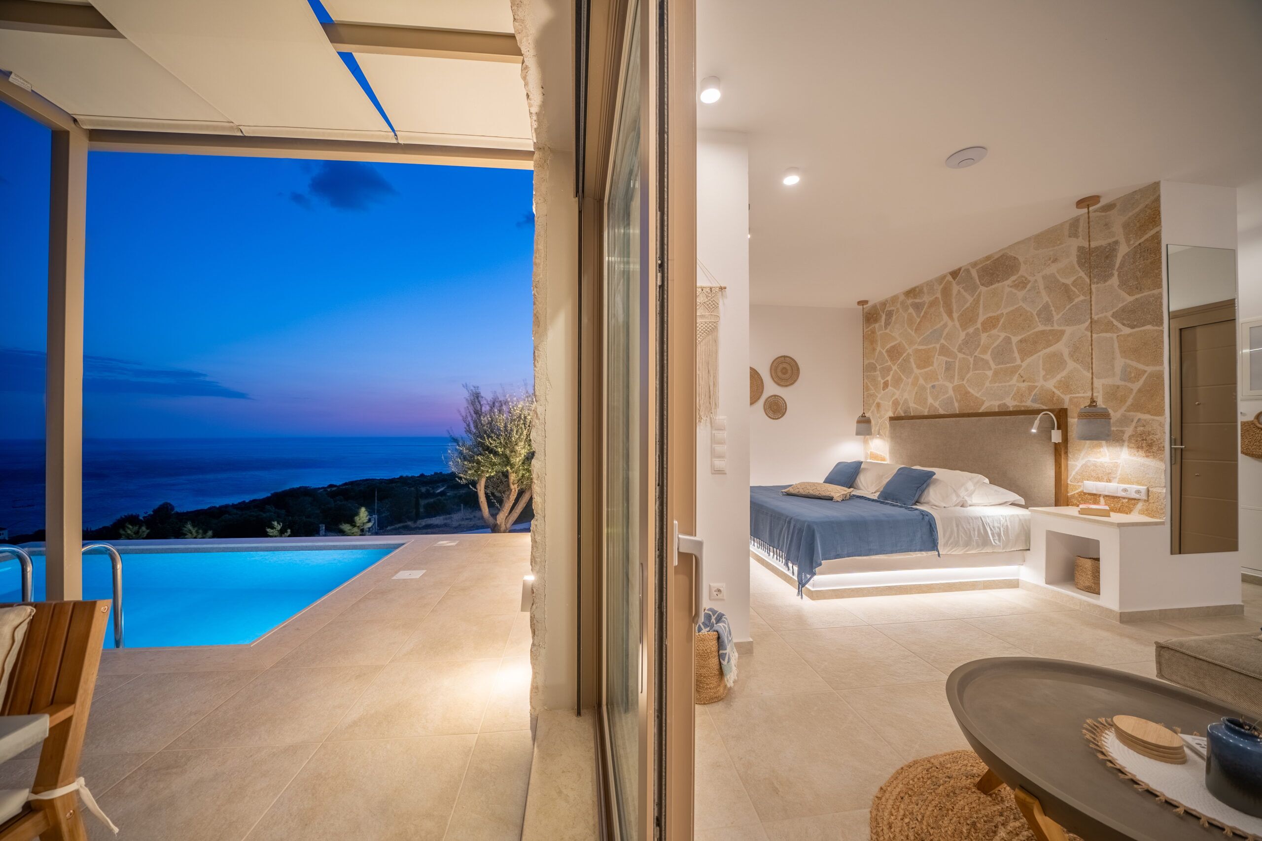 Private terrace at sunset
